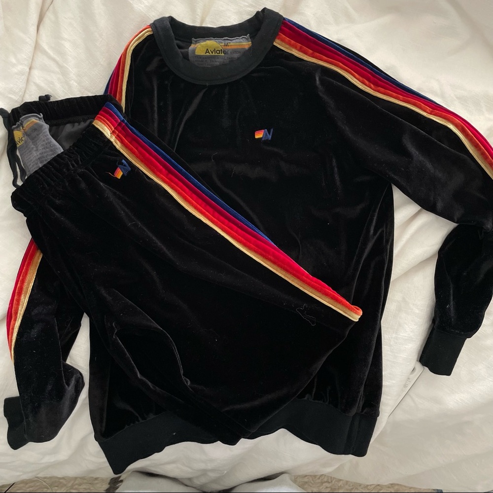 Aviator Nation Black Velvet Sweat Set